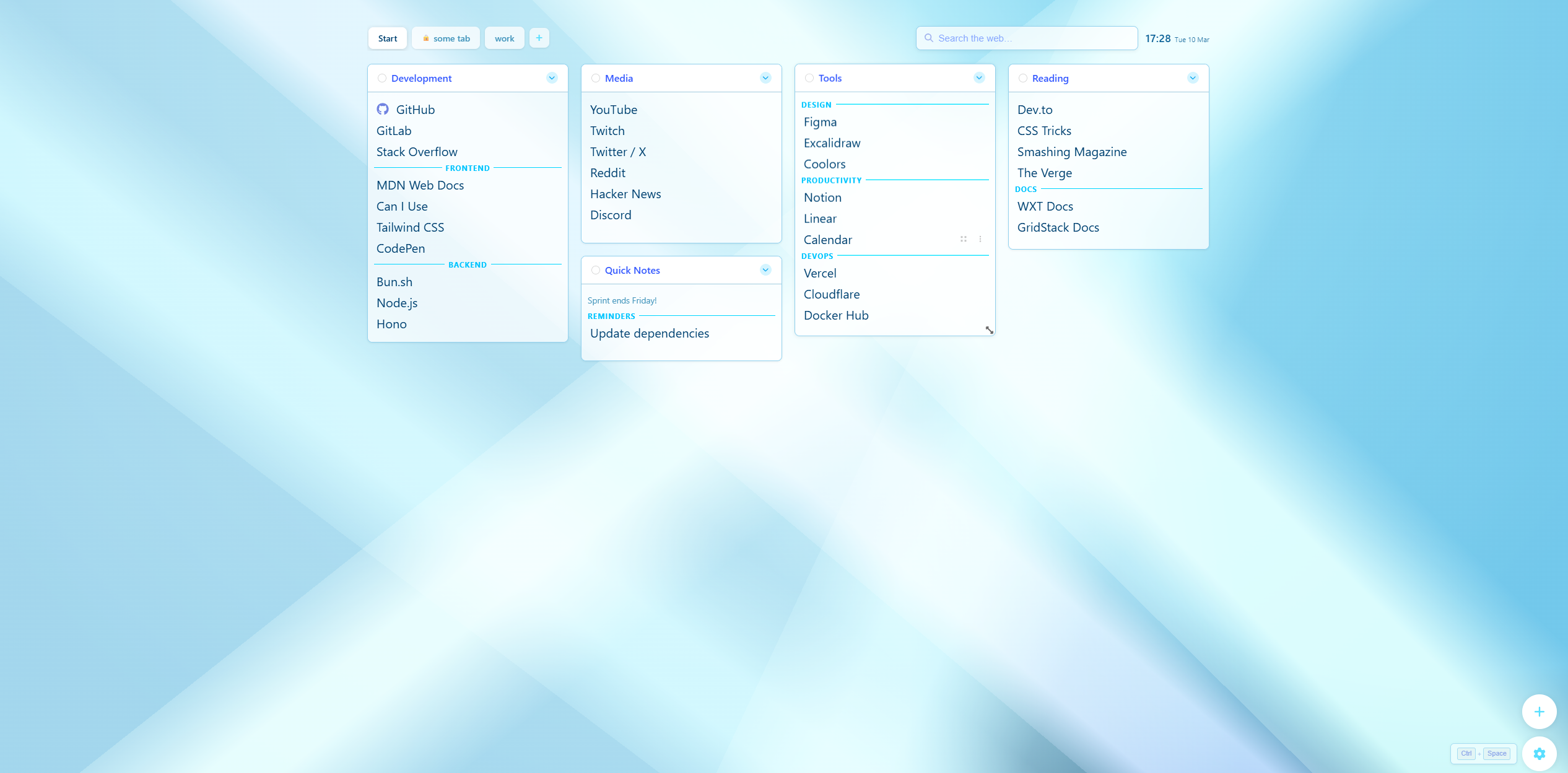 ReadyTab Main Interface