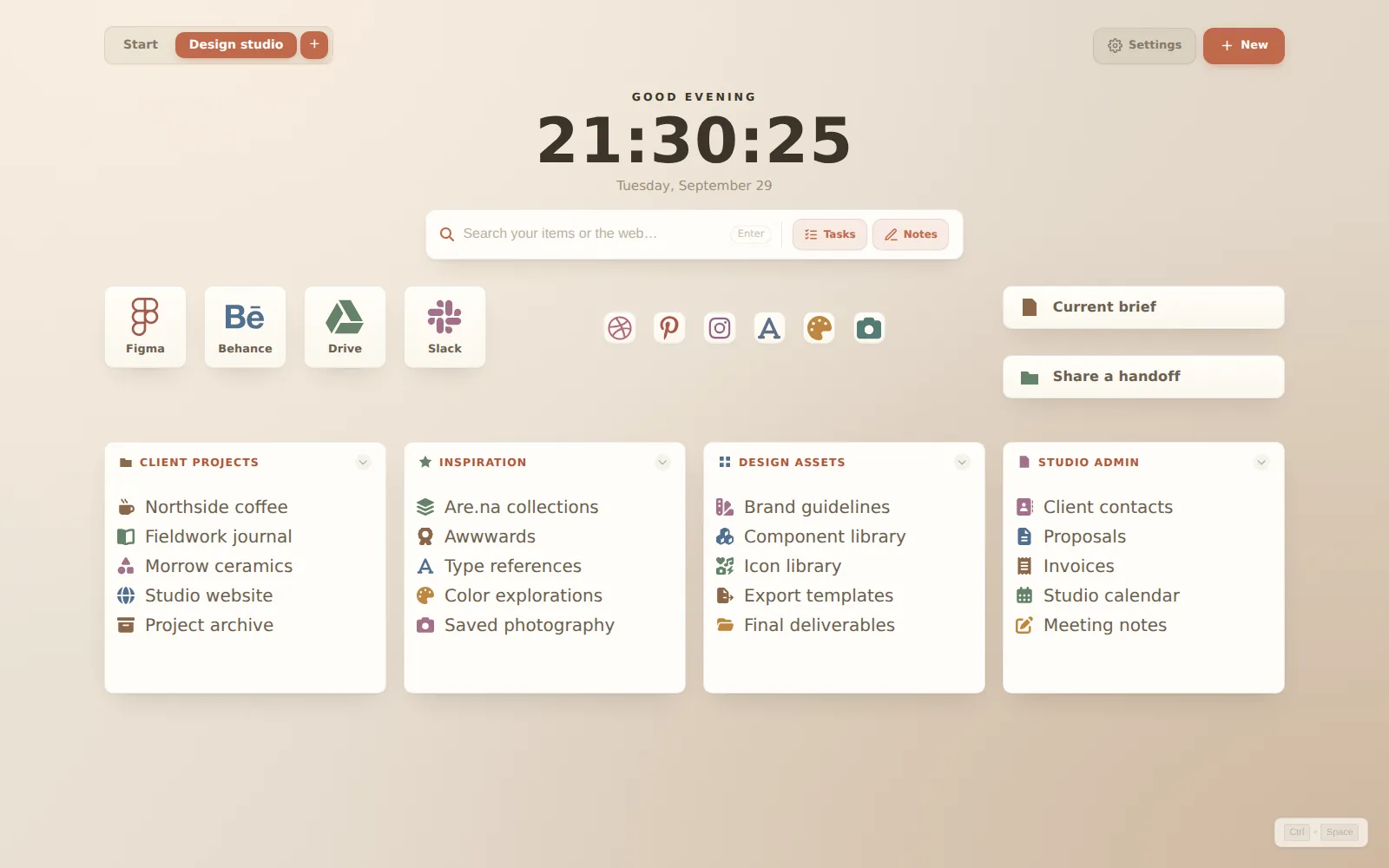 Actual ReadyTab Design studio workspace using the nordic theme