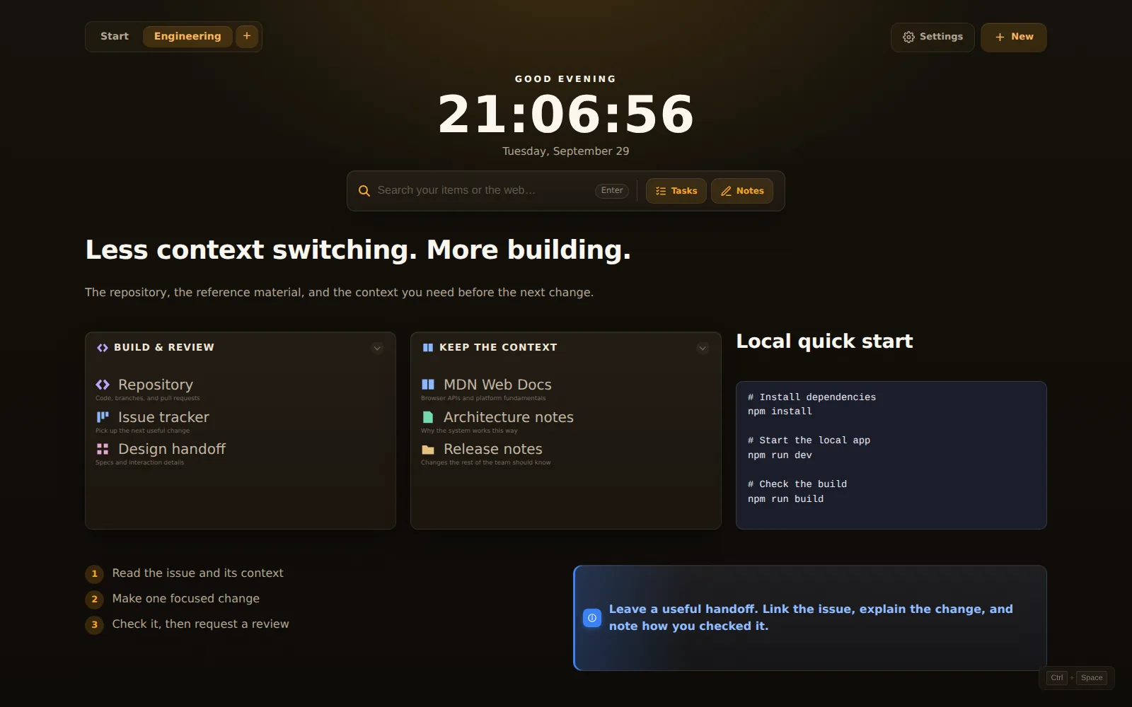 Actual ReadyTab Engineering workspace using the dark theme