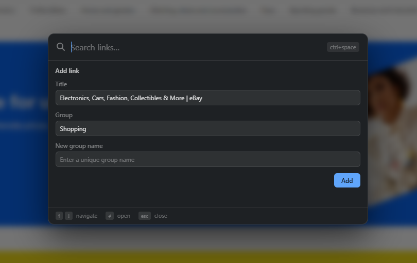 Spotlight search overlay showing typed input, matched results, and the search fallback row.